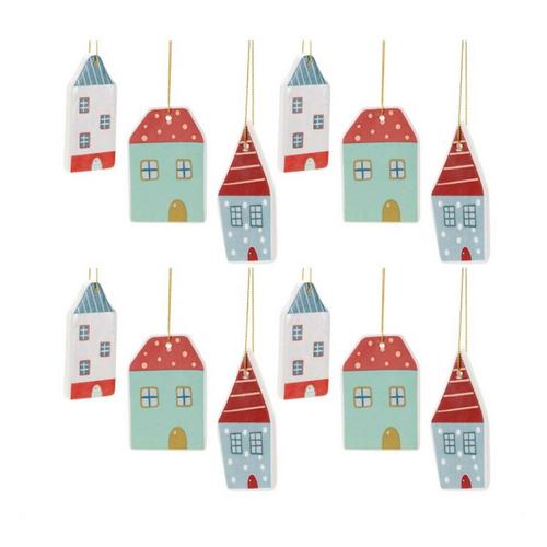 Melrose International Ceramic Winter House Ornament (Set of 12) - Primary Image