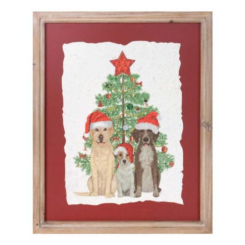 Melrose International Framed Holiday Dogs and Christmas Tree Print 15"H - Primary Image