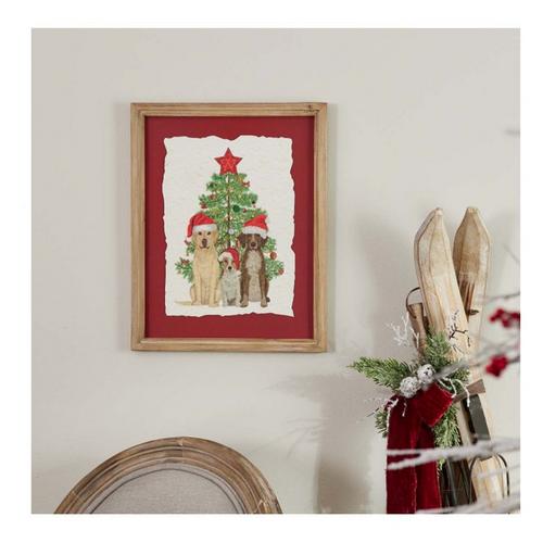 Melrose International Framed Holiday Dogs and Christmas Tree Print 15"H - Primary Image