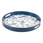 Melrose International Round Pine Print Tray 13.5"H - Thumbnail 1 of 2