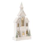 Melrose International LED Flocked Wooden Church 22"H - Thumbnail 1 of 2