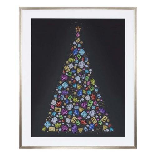Melrose International Holiday Jewel Tree Print Under Glass 23.5"H - Primary Image