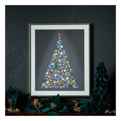 Melrose International Holiday Jewel Tree Print Under Glass 23.5"H - Primary Image