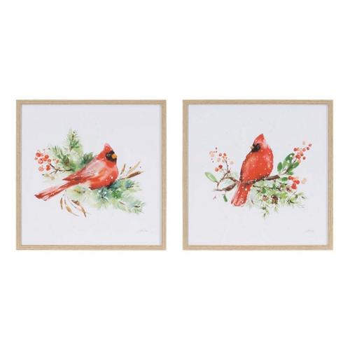 Melrose International Framed Winter Cardinal Print Under Glass (Set of 2) - Primary Image