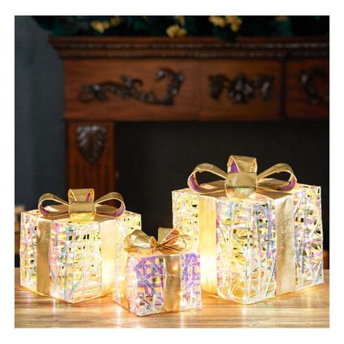 Melrose International LED Woven Packages with Bow (Set of 3) - Primary Image