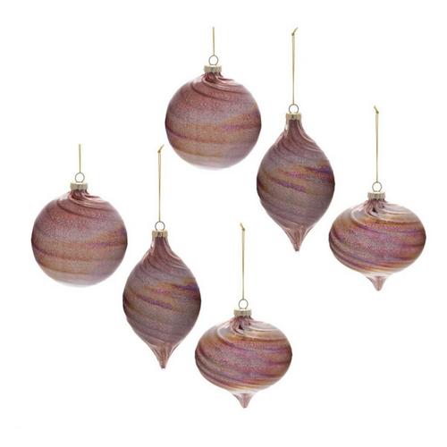 Melrose International Iridescent Swirl Glass Ornament (Set of 6) - Primary Image