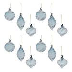 Melrose International Iridescent Blue Swirl Glass Ornament (Set of 12) - Thumbnail 1 of 2