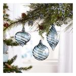 Melrose International Iridescent Blue Swirl Glass Ornament (Set of 12) - Thumbnail 2 of 2