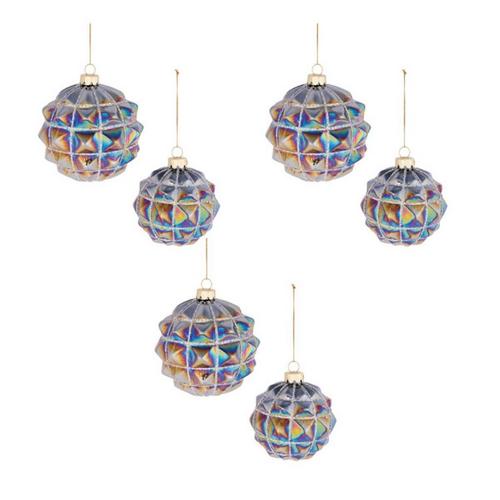 Melrose International Iridescent Textured Glass Ornament (Set of 6) - Primary Image