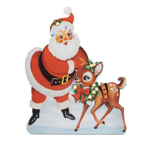Melrose International Nostalgic Santa with Deer LED Display 24"H - Primary Image