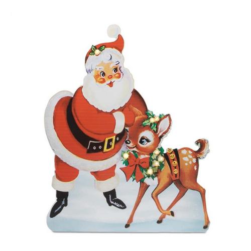 Melrose International Nostalgic Santa with Deer LED Display 24"H - Primary Image