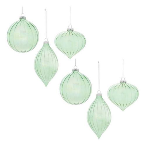 Melrose International Iridescent Ribbed Glass Ornament (Set of 6) - Primary Image