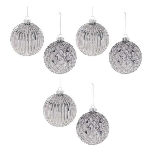 Melrose International Glittered Glass Ball Ornament (Set of 6)