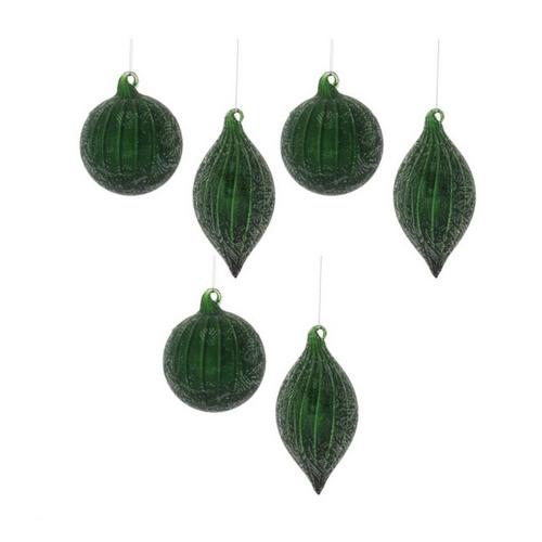 Melrose International Beaded Green Glass Ornament (Set of 6) - Primary Image