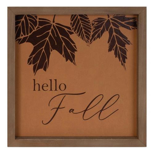 Melrose International Framed Leather Hello Fall Sign 10"SQ - Primary Image