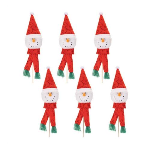Melrose International Plush Snowman Head Pick (Set of 6) - Primary Image