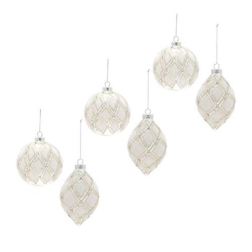 Melrose International Jeweled Diamond Glass Ornament (Set of 6) - Primary Image