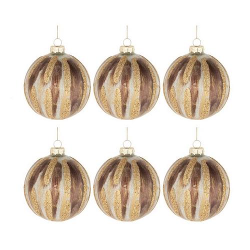 Melrose International Glitter Painted Glass Ball Ornament (Set of 6) - Primary Image