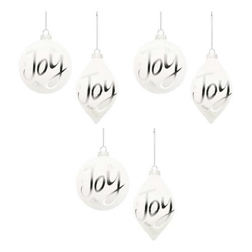 Melrose International Frosted Glass Joy Ornament (Set of 6) - Primary Image