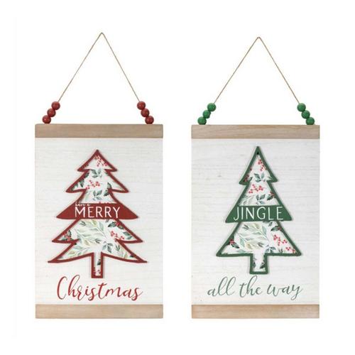 Melrose International Wood Beaded Merry Christmas Banner (Set of 2) - Primary Image