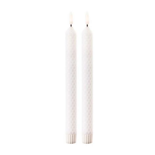 Melrose International FIA Wick White Textured Taper Candle (Set of 2) - Primary Image