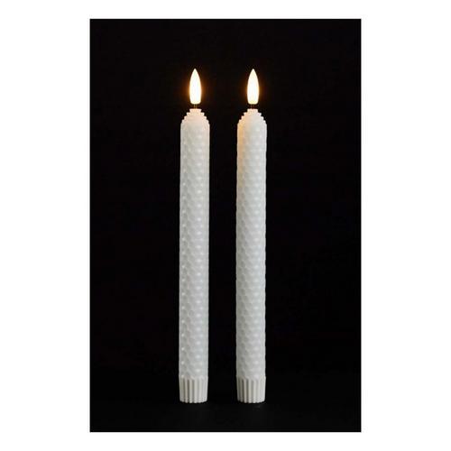 Melrose International FIA Wick White Textured Taper Candle (Set of 2) - Primary Image