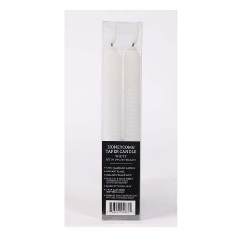 Melrose International FIA Wick White Textured Taper Candle (Set of 2) - Primary Image