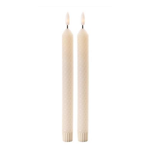 Melrose International FIA Wick Beige Textured Taper Candle (Set of 2) - Primary Image