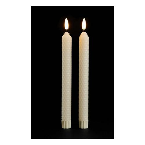 Melrose International FIA Wick Beige Textured Taper Candle (Set of 2) - Primary Image