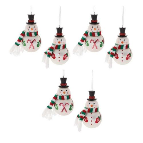 Melrose International Frosted Glass Snowman Ornament (Set of 6) - Primary Image