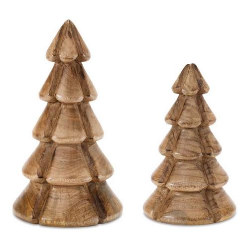 Melrose International Modern Wood Pine Tree (Set of 2) - Primary Image