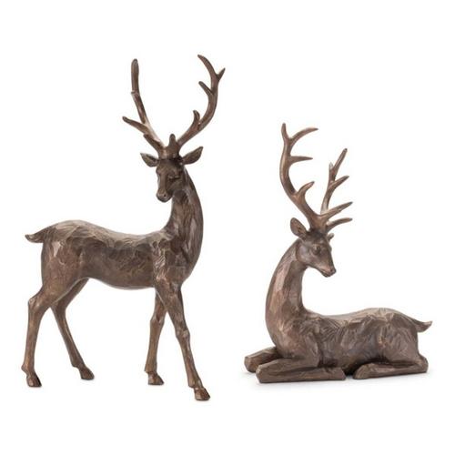 Melrose International 18in Winter Deer Figurine (Set of 2) - Primary Image