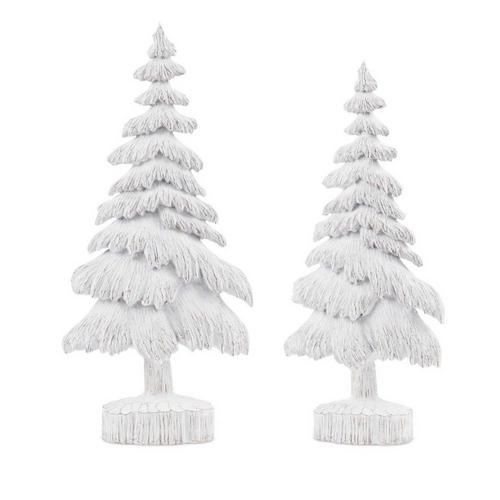 Melrose International 18in White Washed Pine Tree (Set of 2) - Primary Image