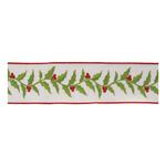 Melrose International Embroidered Holly Leaf Wired Ribbon 4" x 5 Yds. - Thumbnail 1 of 2