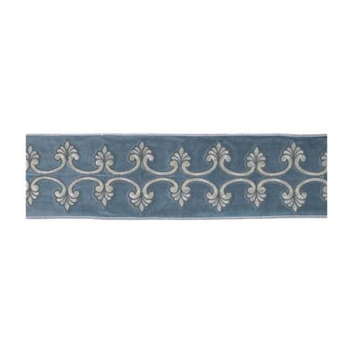 Melrose International Ornate Embroidered Blue Wired Ribbon 4" x 5 Yds. - Primary Image
