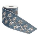 Melrose International Ornate Embroidered Blue Wired Ribbon 4" x 5 Yds. - Thumbnail 2 of 2
