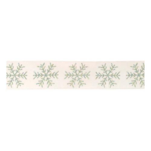 Melrose International Jeweled Snowflake Wired Ribbon 4" x 5 Yds. - Primary Image