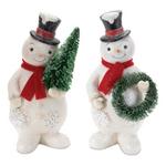 Melrose International Glittered Snowman Figurine (Set of 2) - Thumbnail 1 of 2