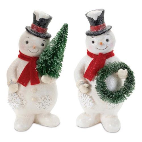 Melrose International Glittered Snowman Figurine (Set of 2) - Primary Image