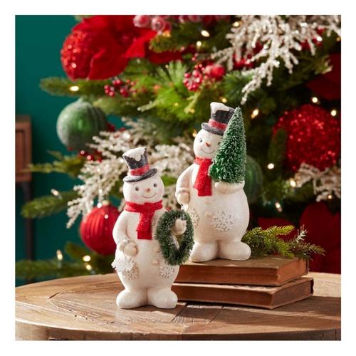 Melrose International Glittered Snowman Figurine (Set of 2) - Primary Image