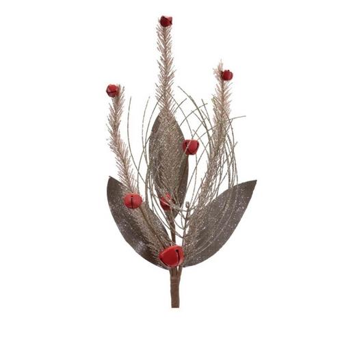 Melrose International Glittered Pine and Sleigh Bell Spray (Set of 6) - Primary Image