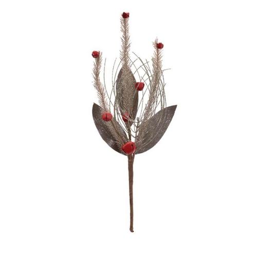 Melrose International Glittered Pine and Sleigh Bell Spray (Set of 6) - Primary Image