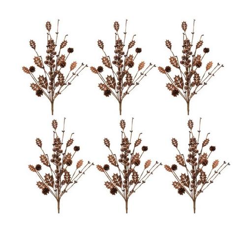 Melrose International Mixed Holly Berry Pinecone Spray (Set of 6) - Primary Image