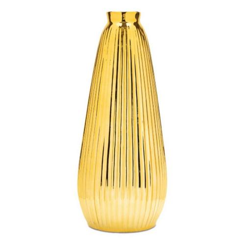 Melrose International Ribbed Metallic Ceramic Vase 16.5"H - Primary Image