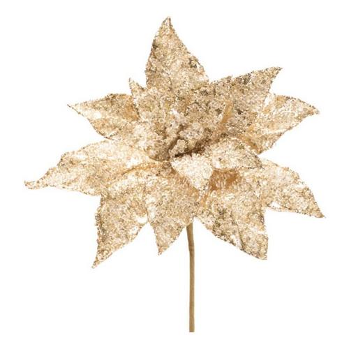 Melrose International Polyester Beaded Poinsettia Flower Stem (Set of 2) - Primary Image