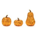 Melrose International LED Mercury Glass Pumpkin Dcor (Set of 3) - Thumbnail 1 of 4