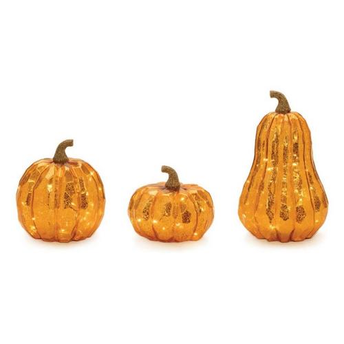 Melrose International LED Mercury Glass Pumpkin Dcor (Set of 3) - Primary Image