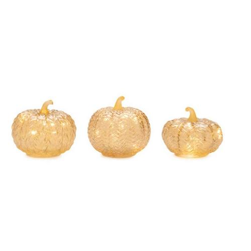 Melrose International LED Mercury Glass Pumpkin Dcor (Set of 3) - Primary Image