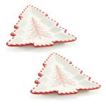 Melrose International Ceramic Pine Tree Platter (Set of 2) - Thumbnail 1 of 2