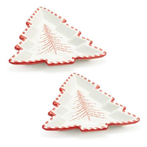 Melrose International Ceramic Pine Tree Platter (Set of 2) - Primary Image